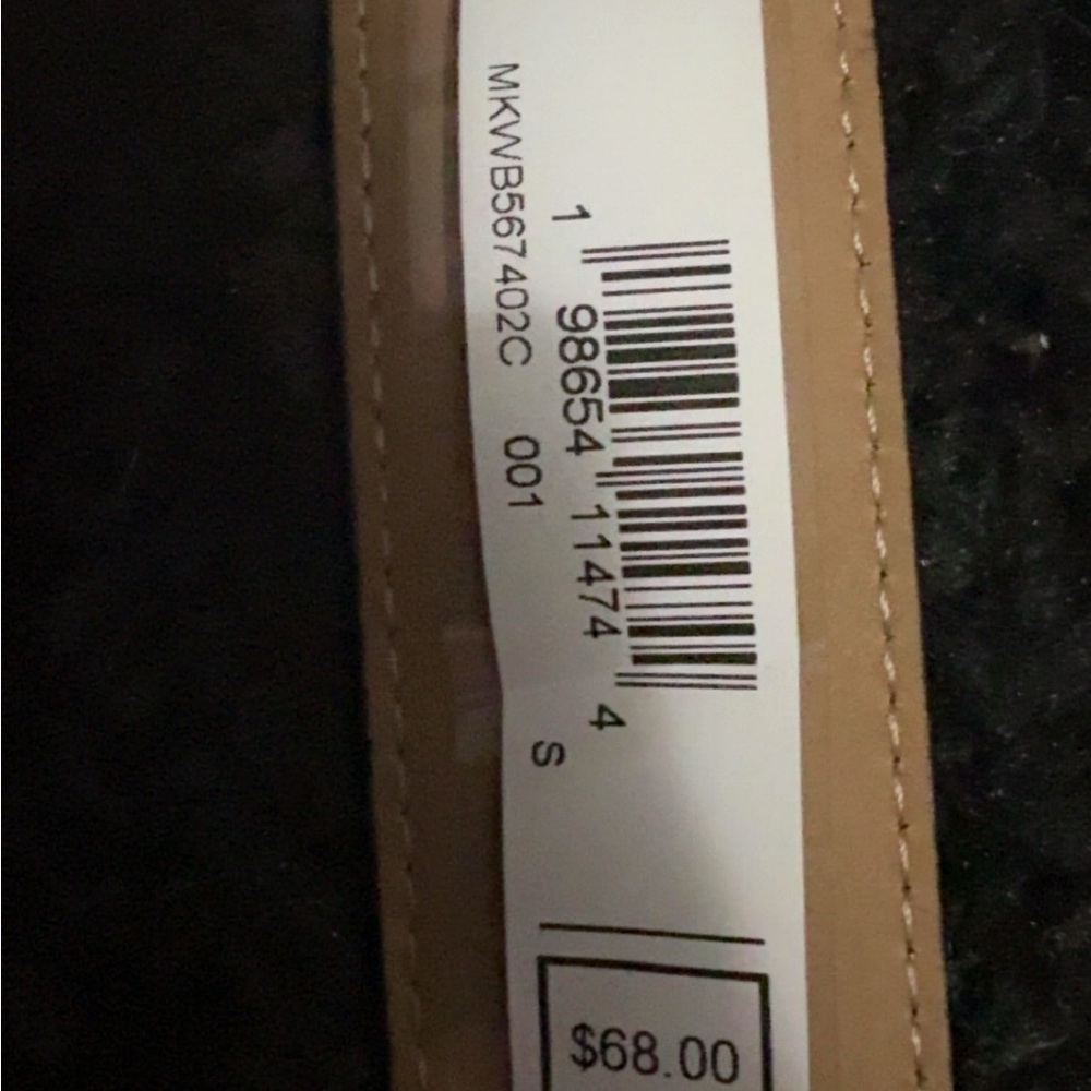 Michael Kors White Strap Belt with Gold MK Logo Buckle